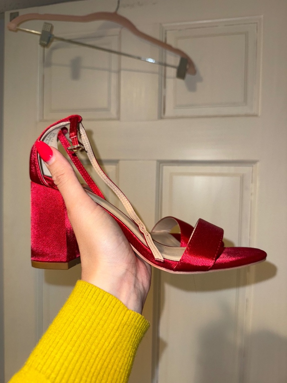 Red square heels